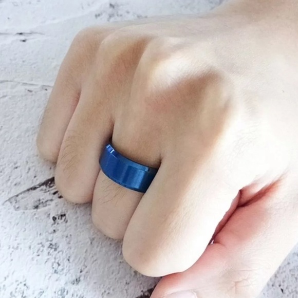 8mm Stainless Steel Titanium Band Ring Men Women - Picture 6 of 6